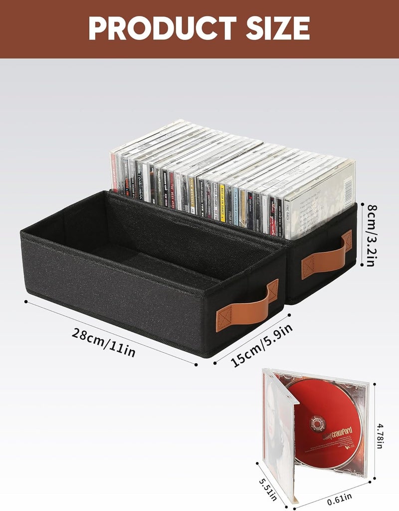 Wanapure CD Storage Boxes-8 Pack CD Case Holder Holds Up to 160 Full Jewel Cases, Foldable Storage Cabinets with Handle, Black - Image 3